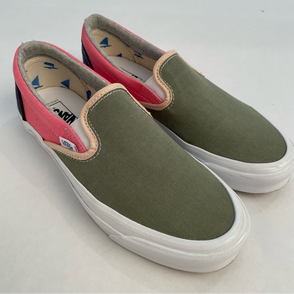 NIB Vans. Olive and Pink Slip-On Sneakers. Retail $80